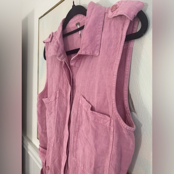 YOUNG FABULOUS & BROKE Hudson Linen Blend Romper In Foxglove Pink Size Medium - Picture 4 of 10